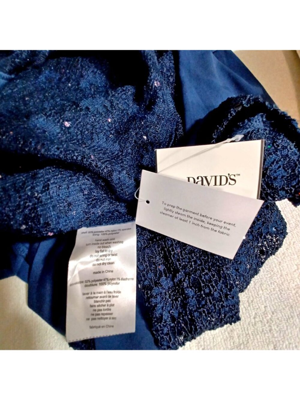 Pantsuit Formal NWT Navy Sequin Lace Evening Oleg Cassini 3pc Set Women Size 16 - Picture 16 of 16